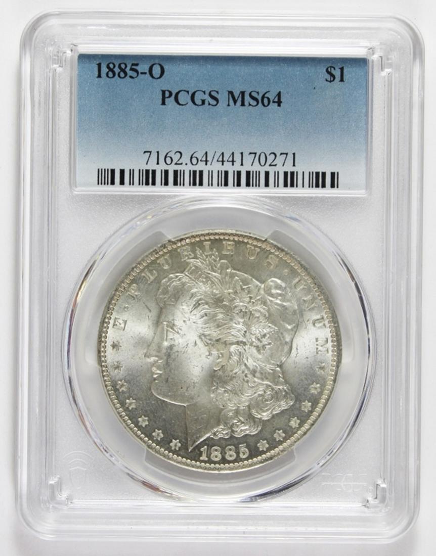 1885-O MORGAN SILVER DOLLAR: PCGS MS 64 BLAST WHITE! ESTIMATE: $125-$175