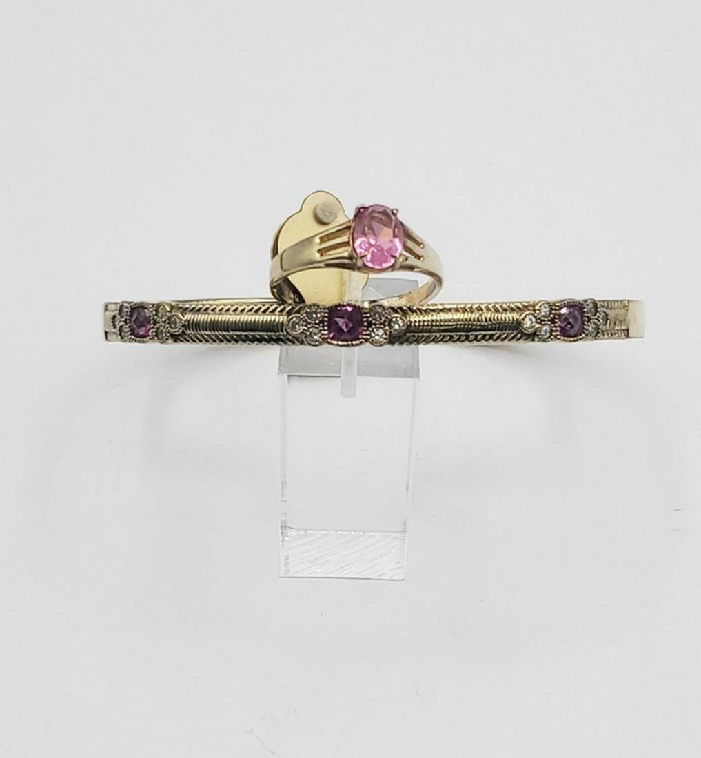 GOLD TONED STERLING SILVER BRACELET AND RING SET (1 of 4)