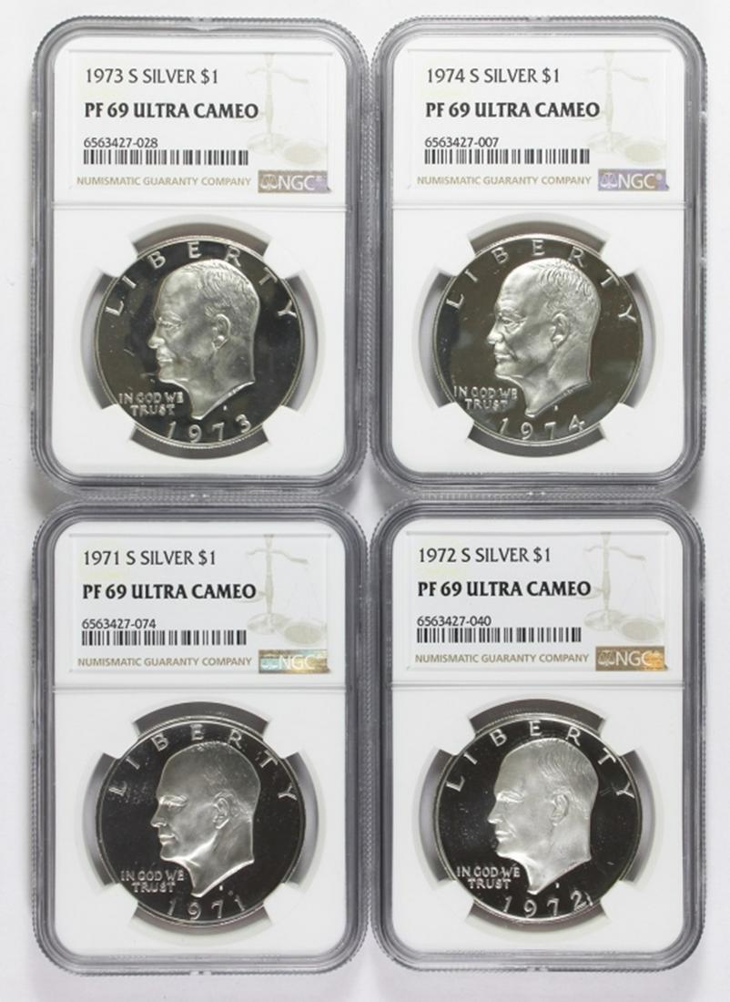SET OF (4) NGC GRADED SILVER EISENHOWER DOLLARS (1 of 1)