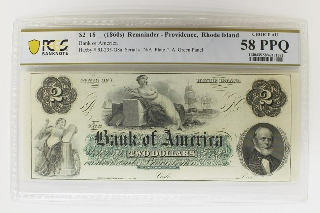 1860'S $2.00 BANK OF AMERICA NOTE (1 of 2)
