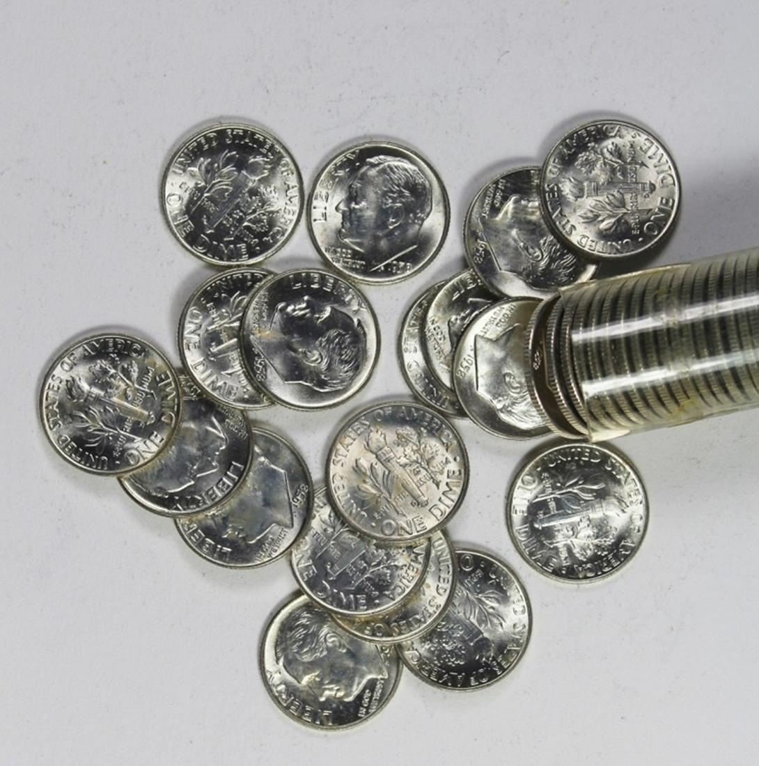 ROLL OF 1955-D ROOSEVELT DIMES: GEM BU. ESTIIMATE: $100-$150