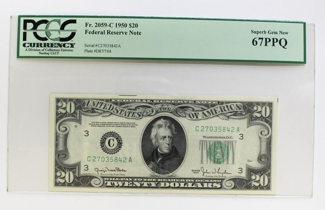 FR 2059-C 1950 $20: PCGS 67 PPQ! ESTIMATE: $225-$300