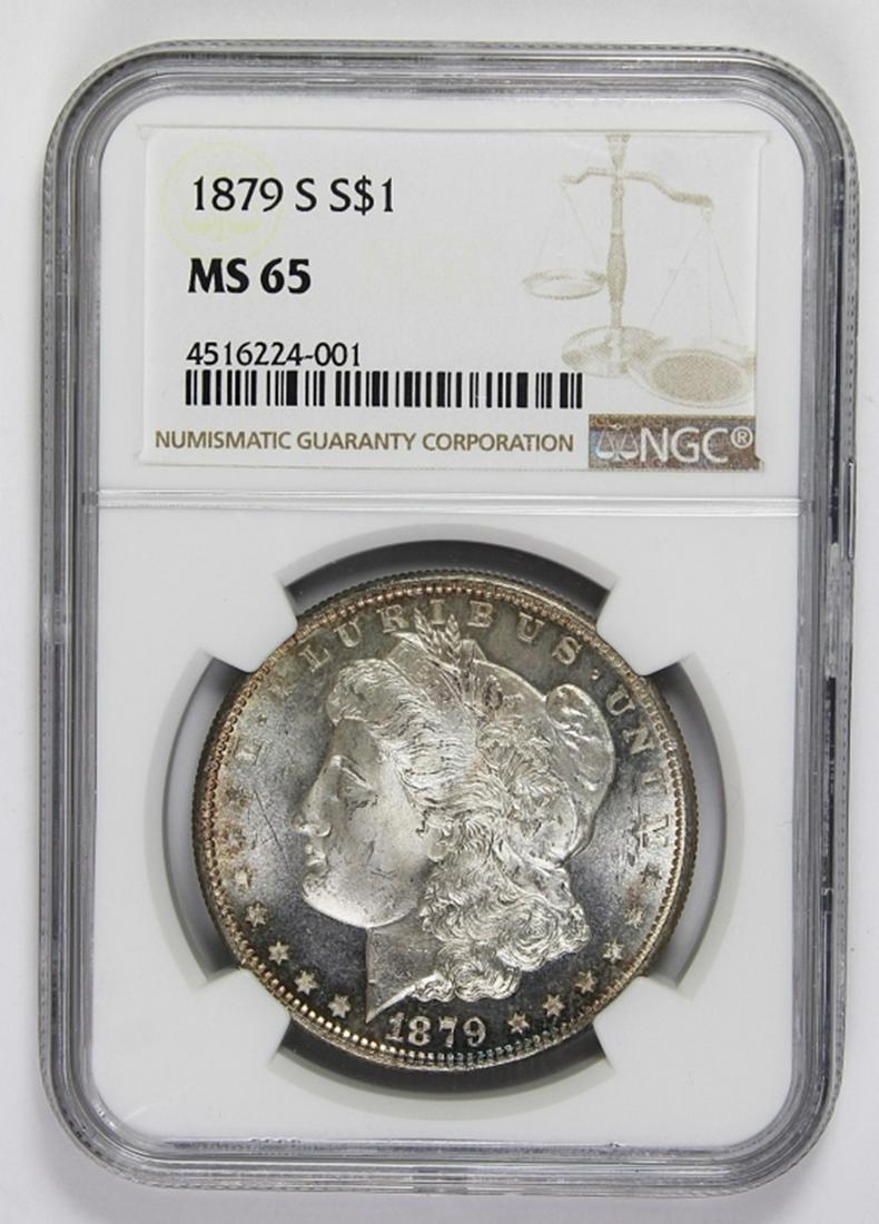 1879-S MORGAN SILVER DOLLAR: NGC MS 65 GEM SUPERB! ESTIMATE: $300-$350