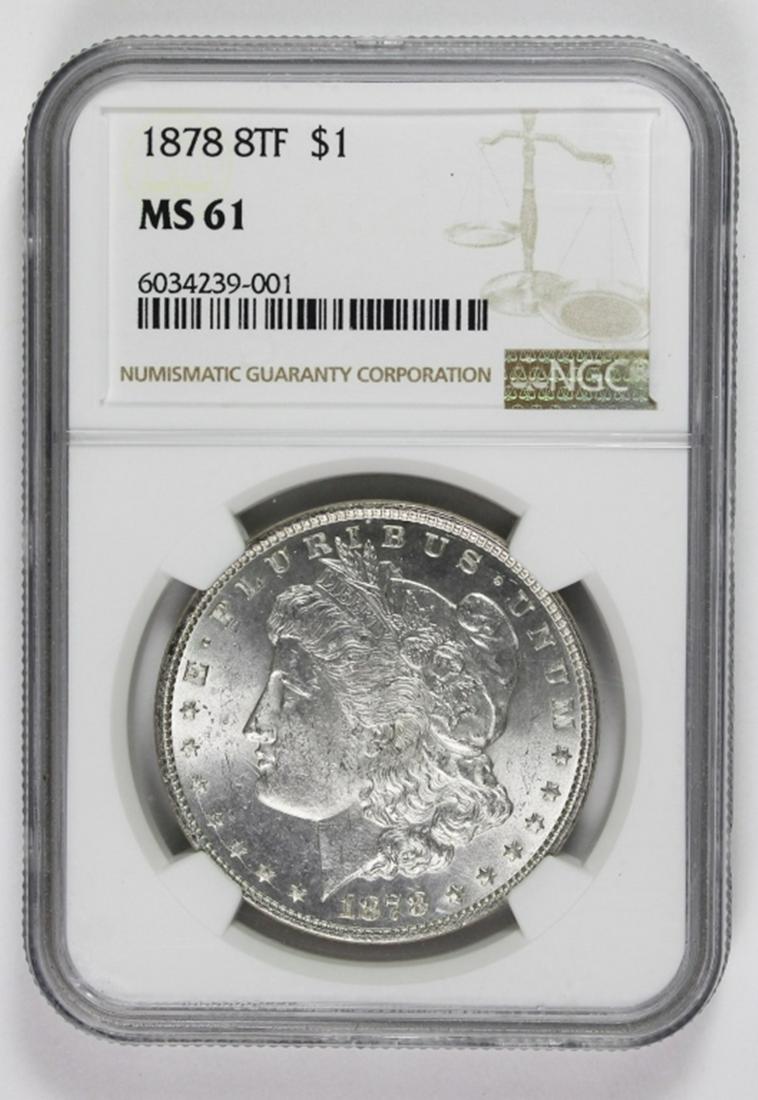 1878 8F MORGAN SILVER DOLLAR: NGC MS 61 NICE! ESTIMATE: $400-$500