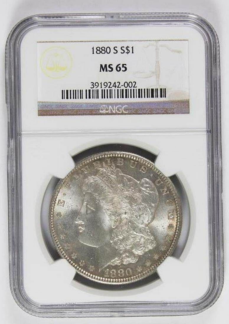 1880-S MORGAN SILVER DOLLAR: NGC MS 65 BEAUTIFUL! ESTIMATE: $275-$350