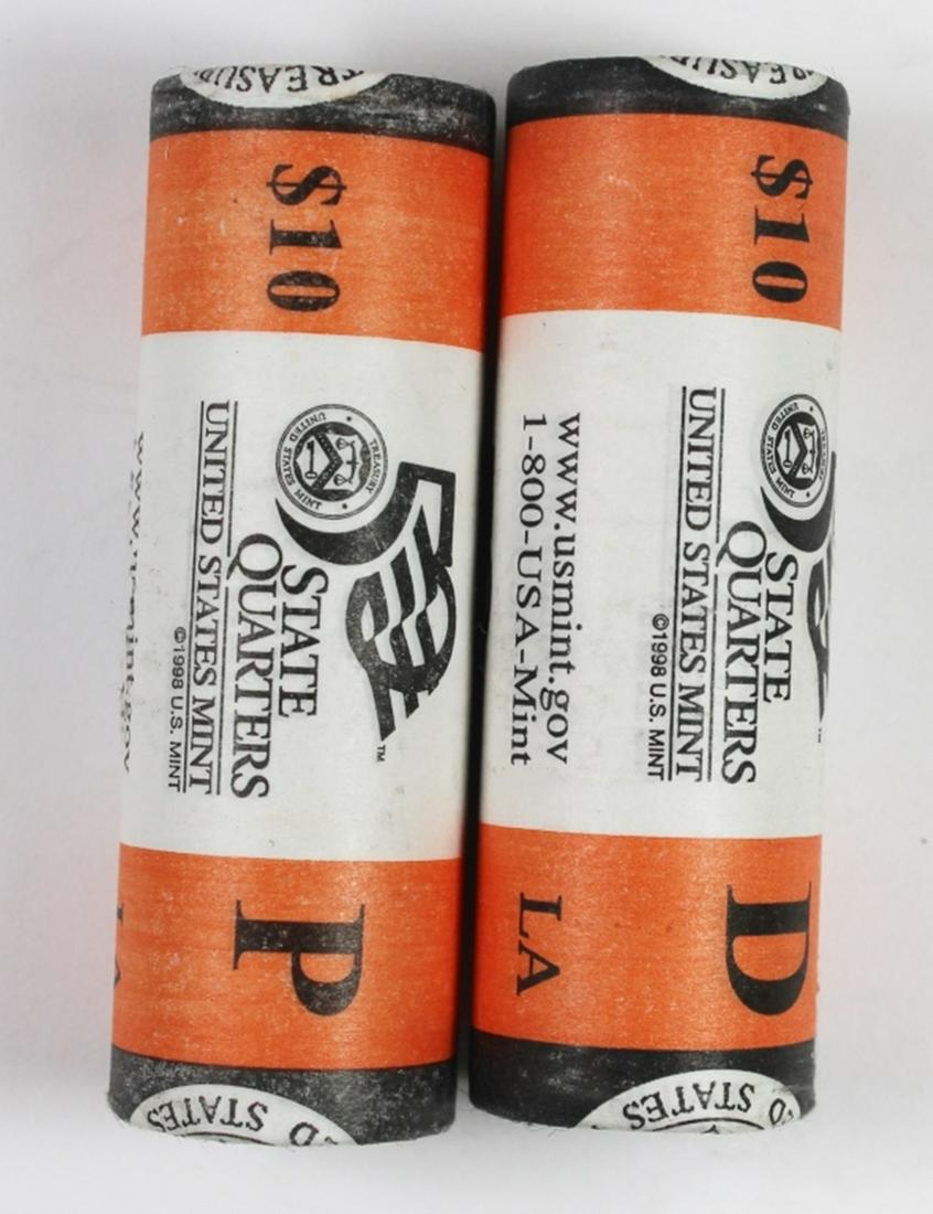 (2) LOUISIANA STATEHOOD QUARTER ROLLS: P & D MINT MARKS. 40 COINS EACH ROLL. UNOPENED AND IN ORIGINAL U.S. MINT ROLL. BU COINS! ESTIMATE: $40-$60