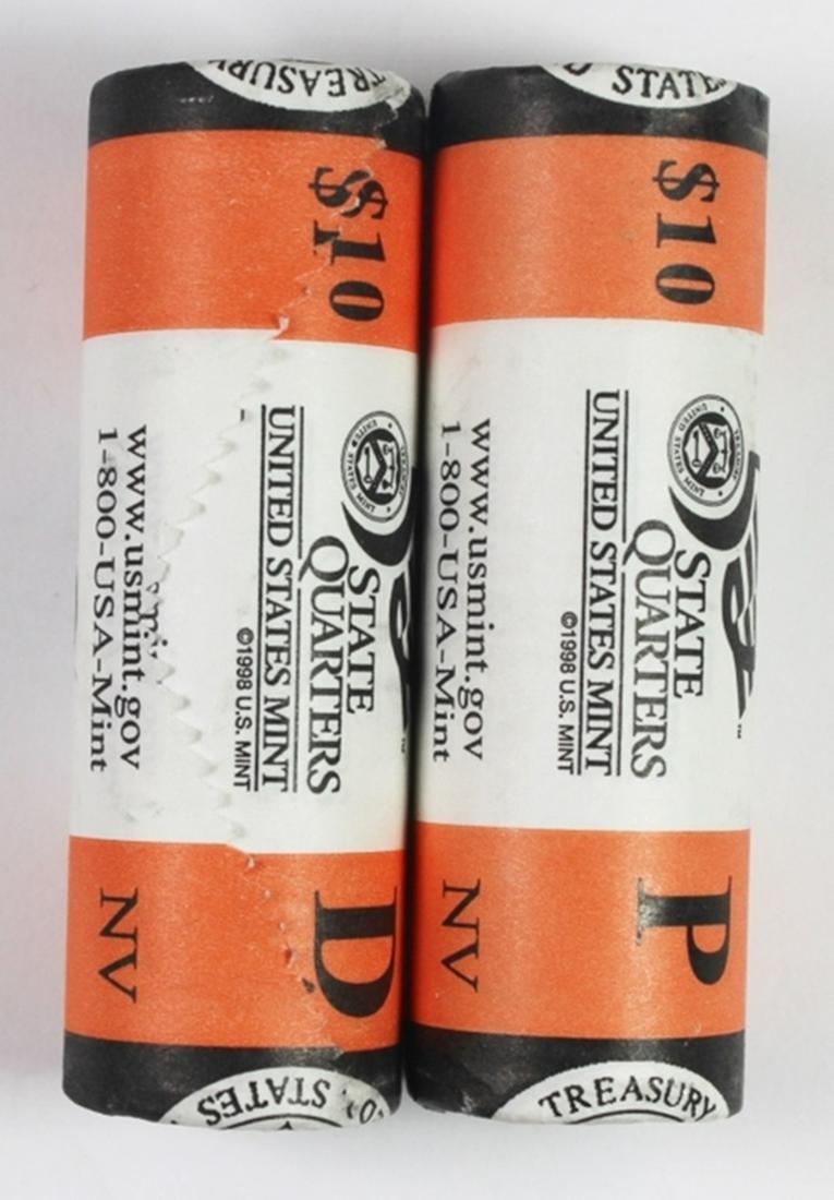(2) 2006 NEVADA STATEHOOD QUARTER ROLLS: P & D MINT MARKS. BU COINS IN ORIGINAL U.S. MINT ROLL. 40 COINS PER ROLL! ESTIMATE: $40-$60