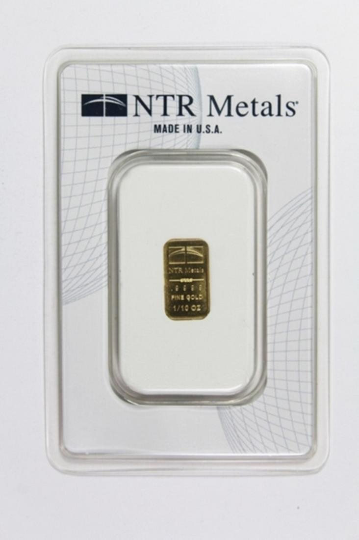 1/10 OZ GOLD BAR: .999 PURE GOLD. ESTIMATE: $300-$350