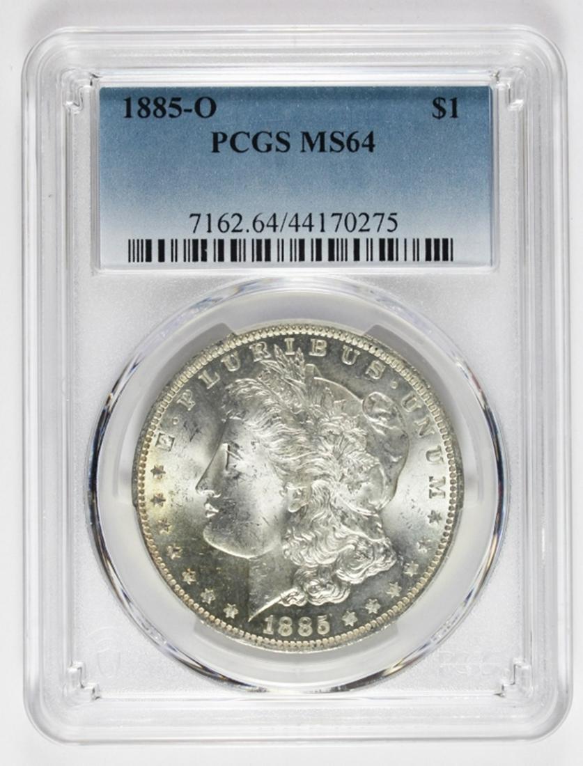 1885-O MORGAN SILVER DOLLAR: PCGS MS 64. ESTIMATE: $150-$200