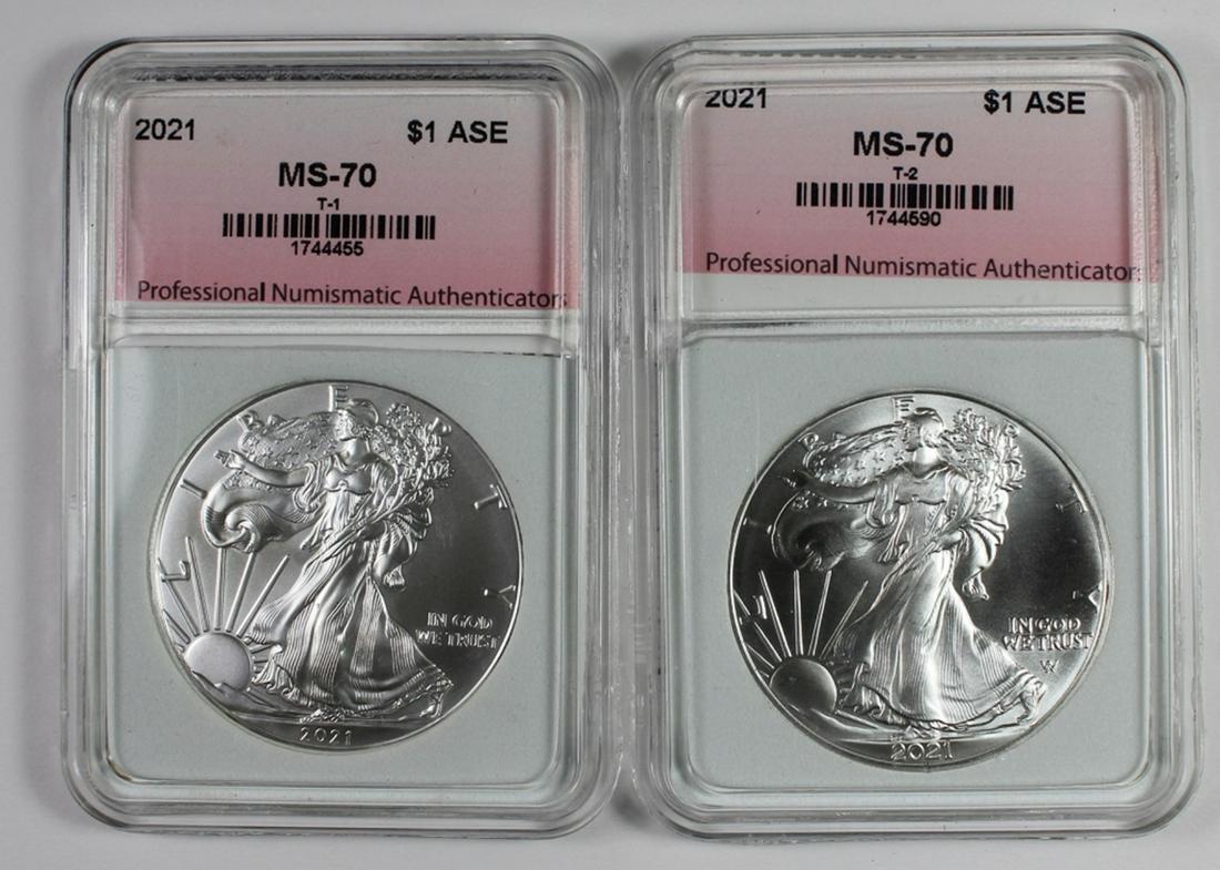 SET OF 2021 AMERICAN SILVER EAGLES (1 of 2)