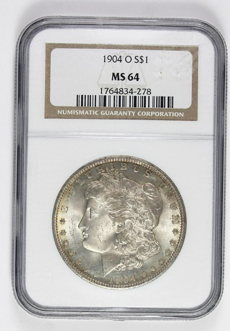 1904-O MORGAN SILVER DOLLAR: NGC MS 64. ESTIMATE: $80-$125