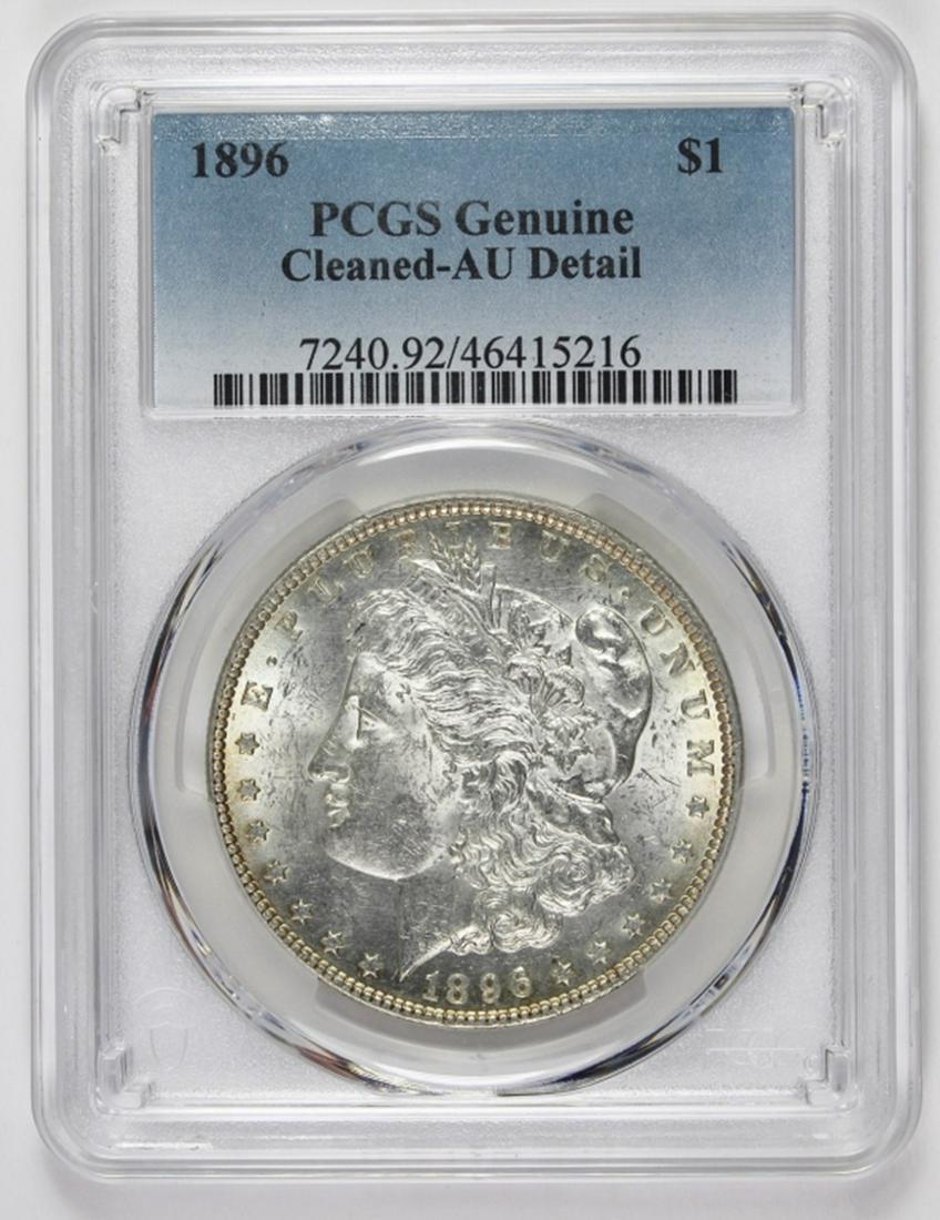1896 MORGAN SILVER DOLLAR: PCGS AU DETAIL. CLEANED. ESTIMATE: $150-$175
