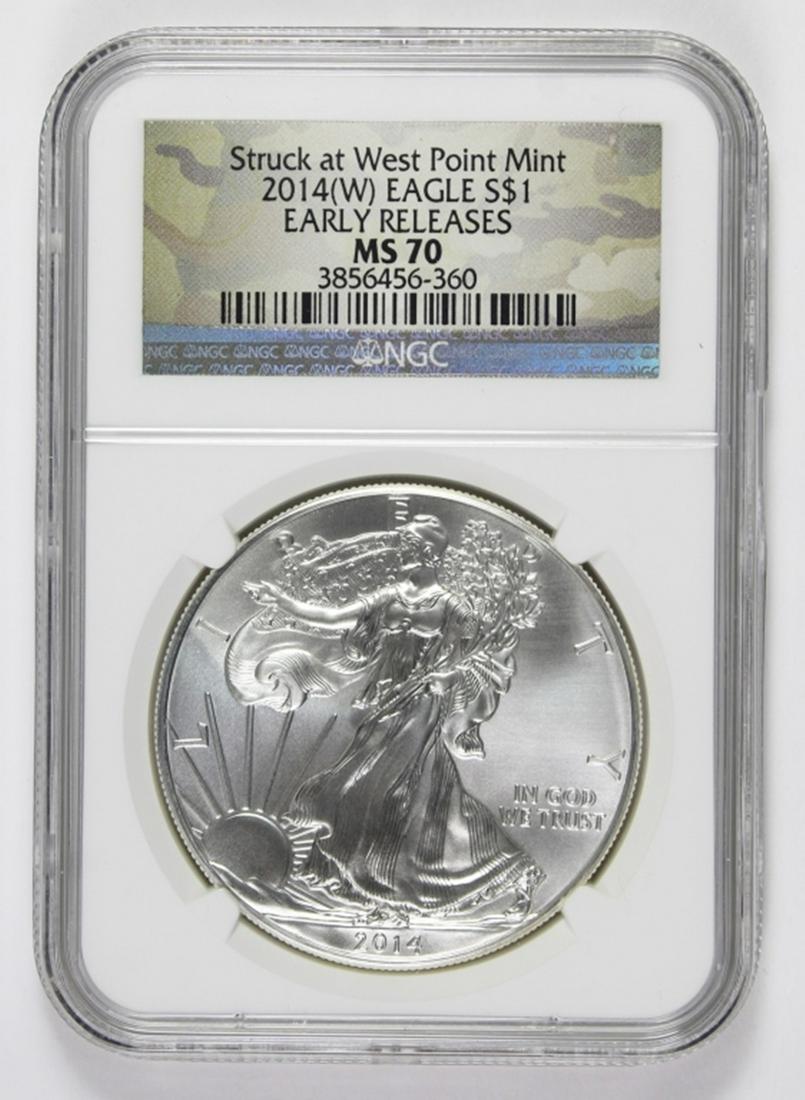 2014-W AMERICAN SILVER EAGLE: NGC MS 70 EARLY RELEASE! ESTIMATE: $110-$150