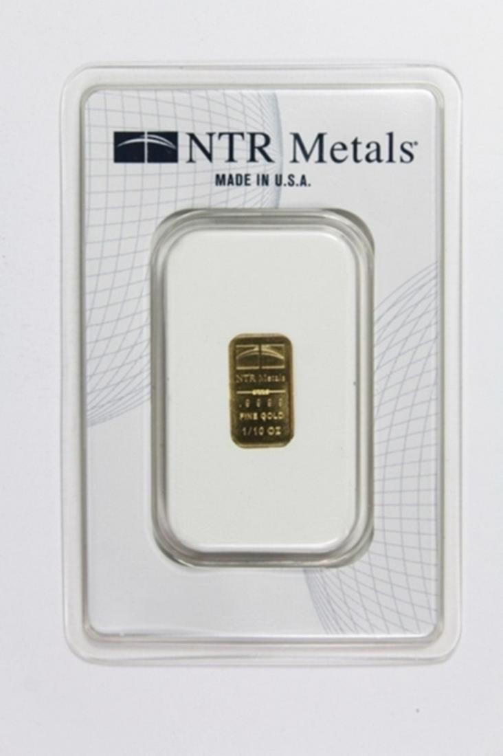 1/10 OZ GOLD BAR: .999 PURE GOLD. ESTIMATE: $300-$350