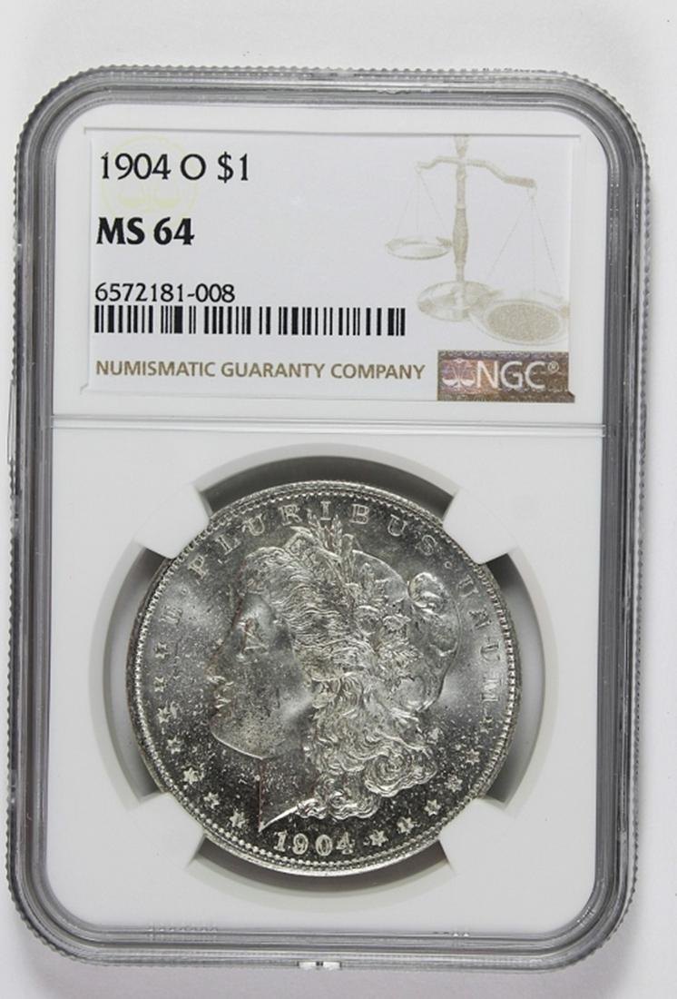 1904-O MORGAN SILVER DOLLAR: NGC MS 64. ESTIMATE: $80-$125