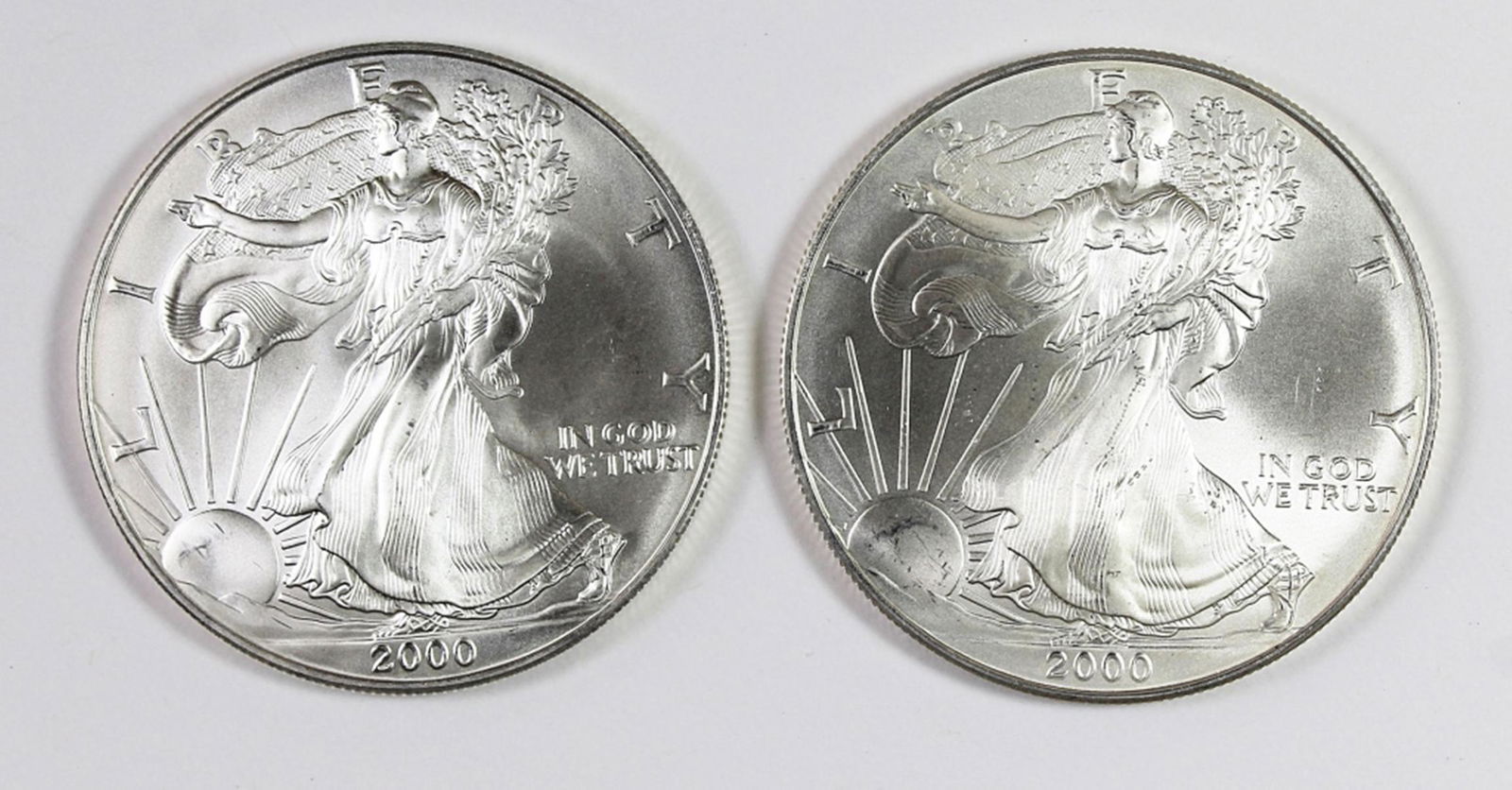 (2) 2000 AMERICAN SILVER EAGLES (1 of 2)