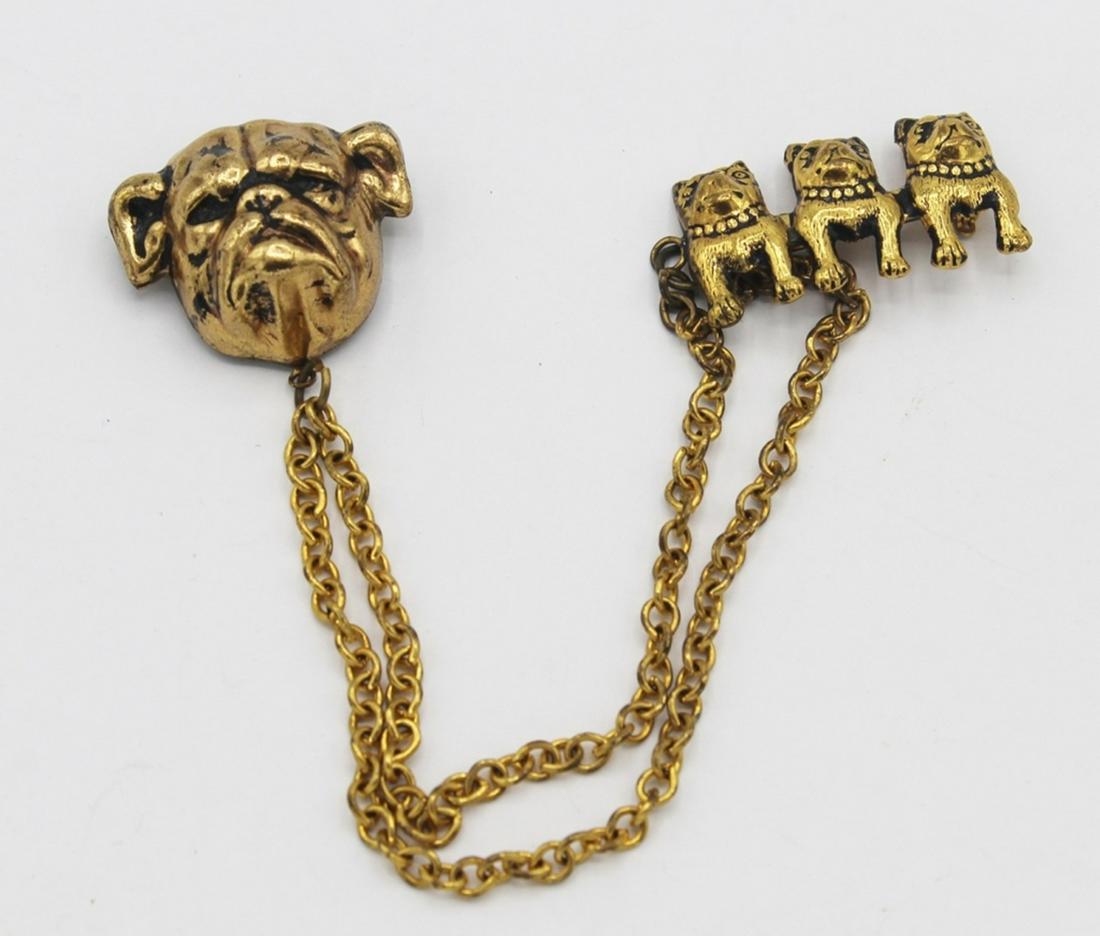 VINTAGE BULL DOG AND PUPPIES SWEATER PINS. (1 of 2)