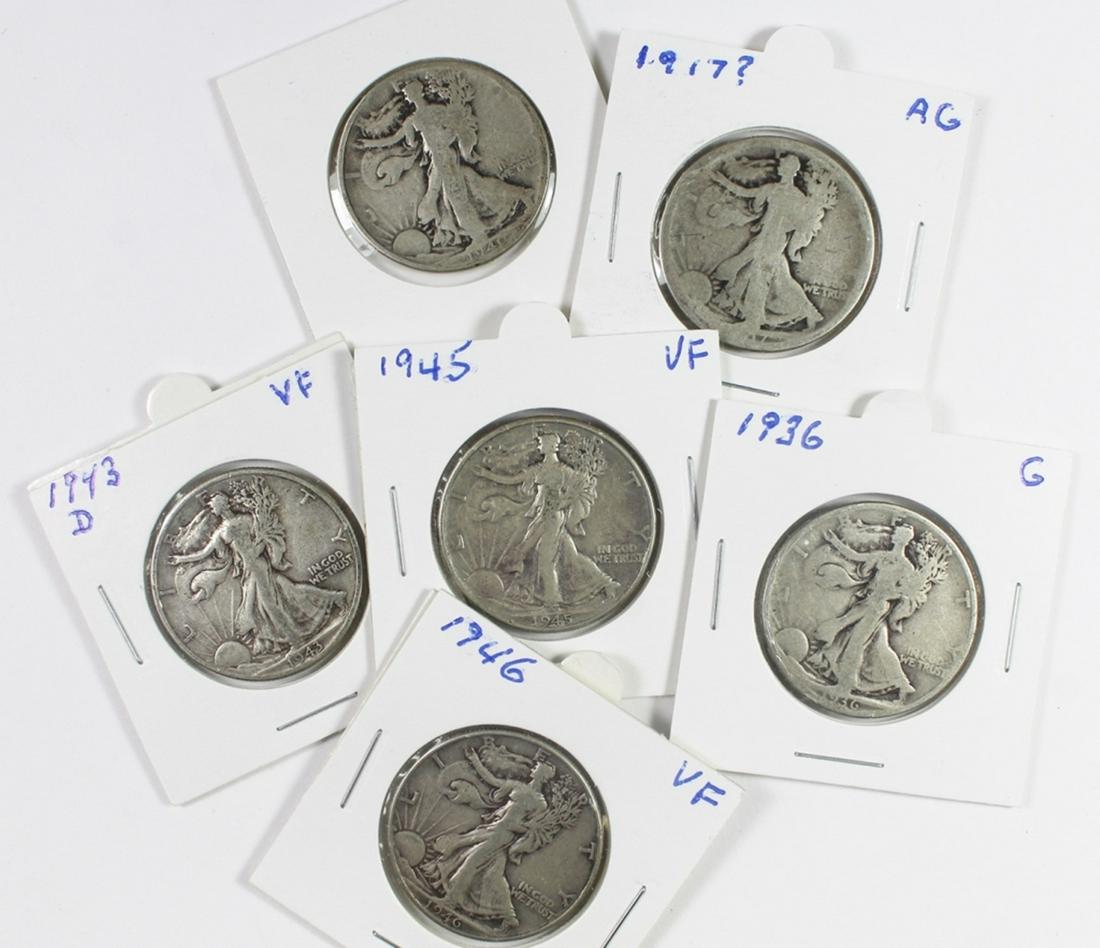(6) WALKING LIBERTY HALF DOLLARS (1 of 1)