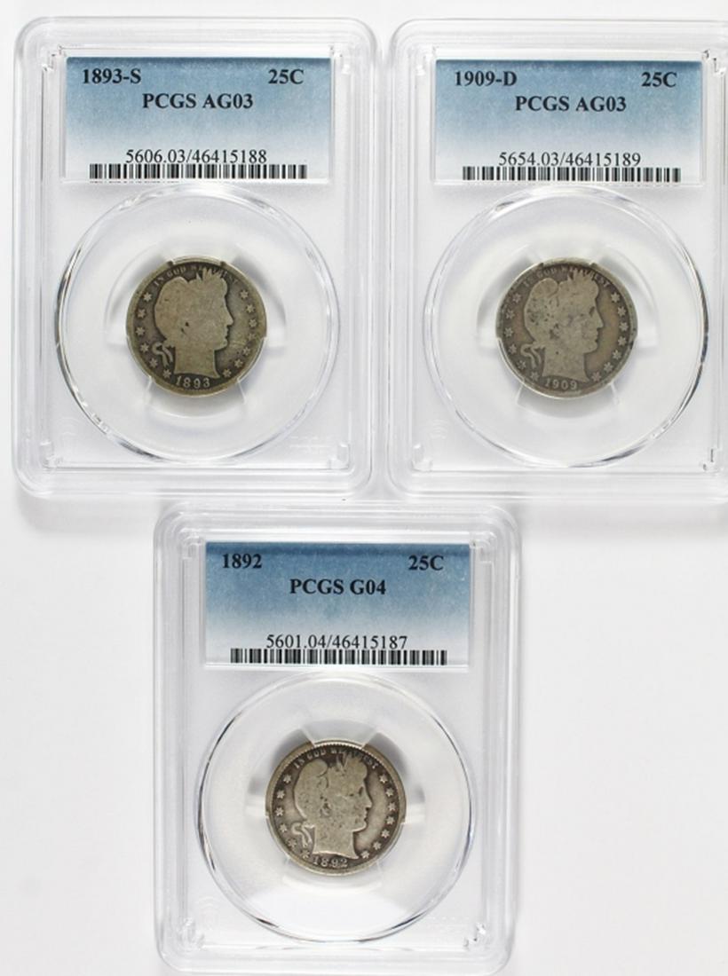 (3) PCGS GRADED BARBER QUARTERS (1 of 2)