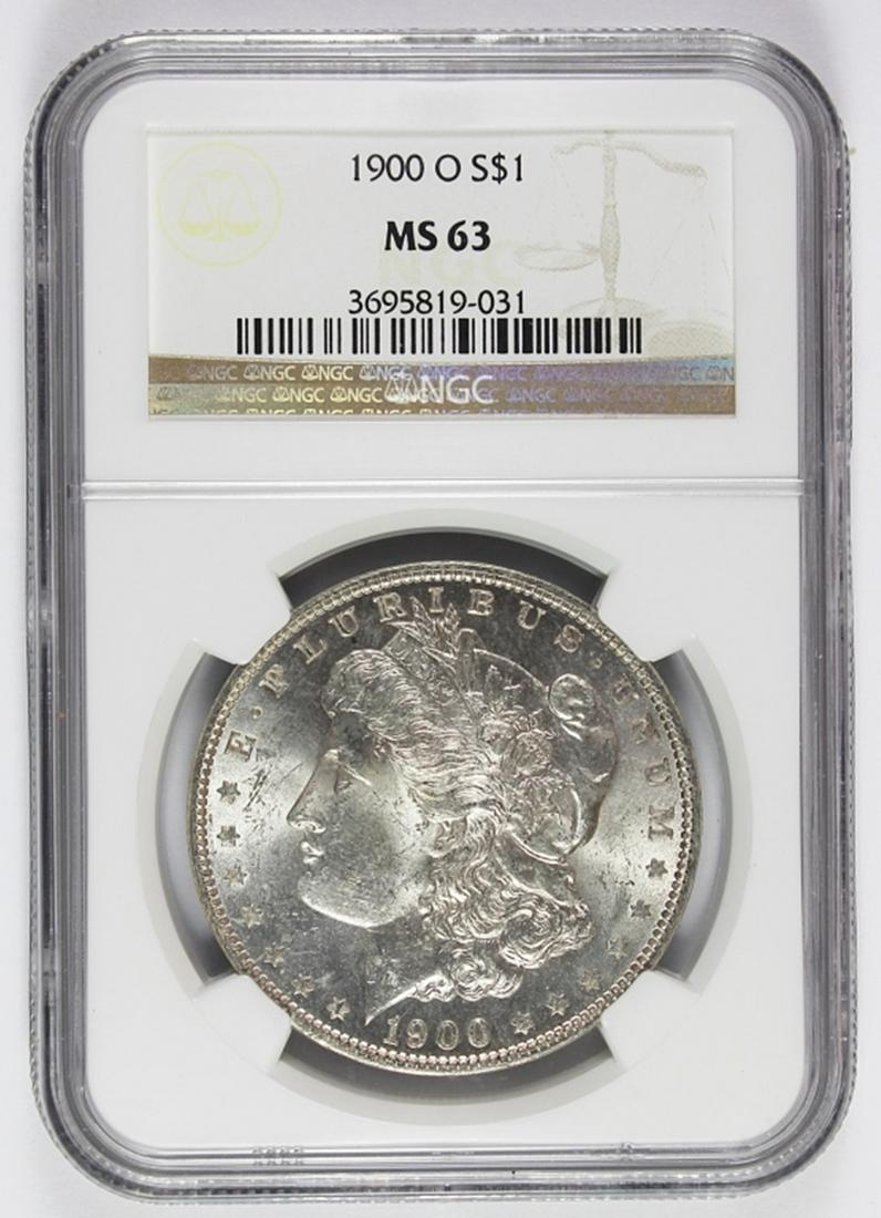 1900-O MORGAN SILVER DOLLAR: NGC MS 63. ESTIMATE: $95-$125