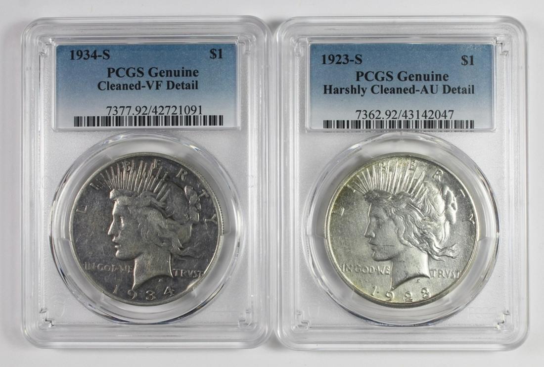 (2) PCGS GRADED PEACE SILVER DOLLARS (1 of 2)