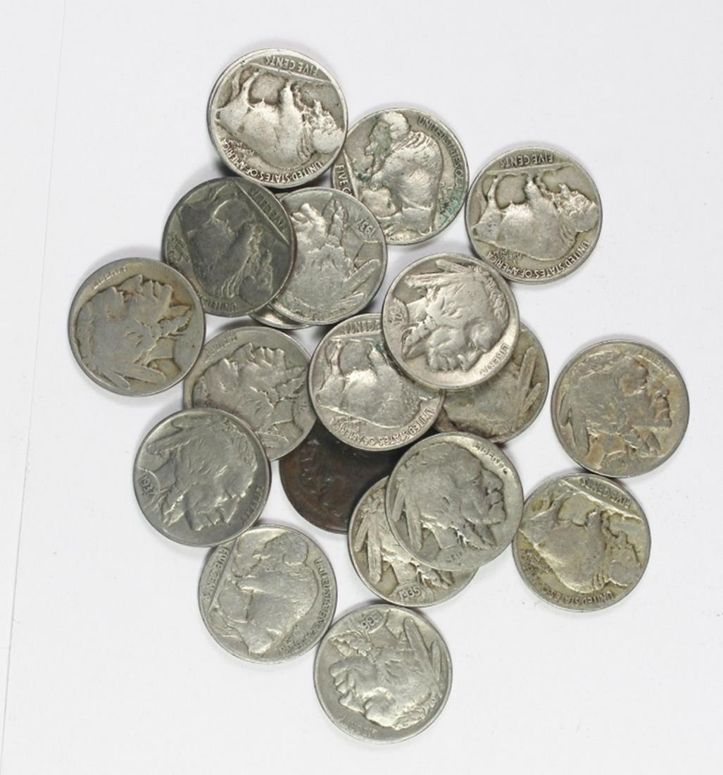 (20) BUFFALO NICKELS: 1925, (4) 1927, 1929, (3) 1935, 1930-S, (3) 1936, (4) 1937, (2) 1926 AND 1930. ESTIMATE: $30-$50