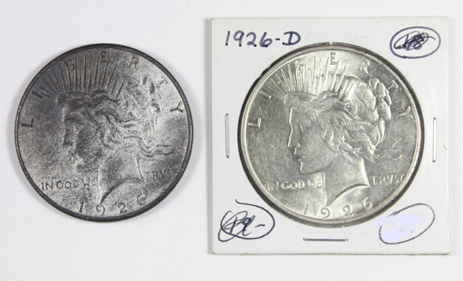 (2) 1926 PEACE SILVER DOLLARS (1 of 2)