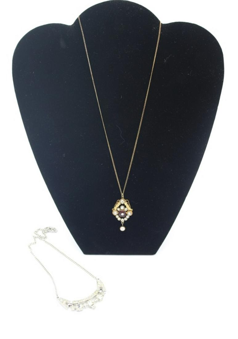 LOT OF TWO VINTAGE NECKLACES: RHINESTONES, SEE PHOTOS, 18" LONG. ESTIMATE: $25-$40