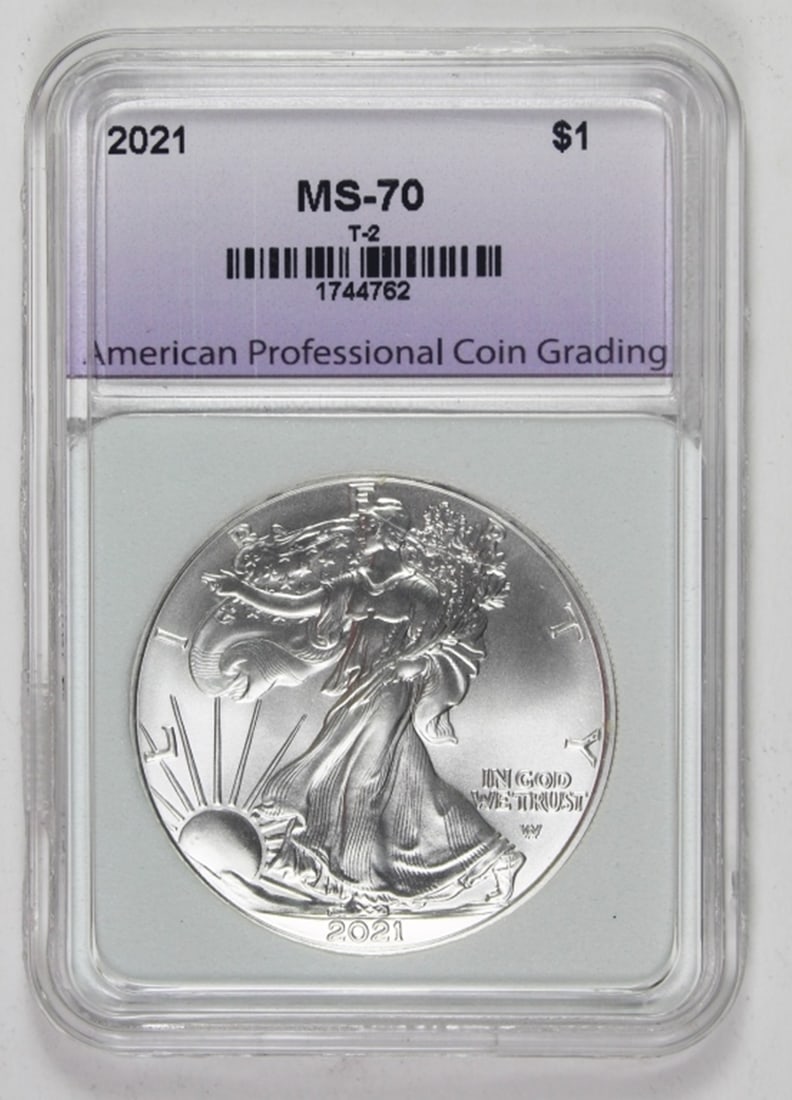 2021 AMERICAN SILVER EAGLE: APCG MS 70. SUPERB GEM! ESTIMATE: $150-$200