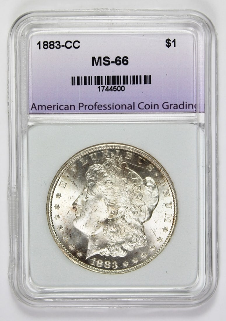 1883-CC MORGAN SILVER DOLLAR: APCG MS 66. ESTIMATE: $775-$850