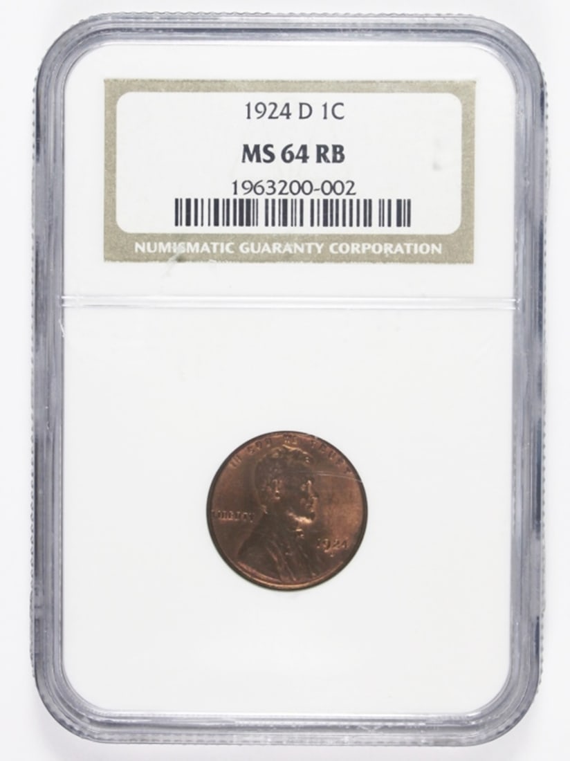 1924-D LINCOLN CENT: NGC MS 64 RB. ESTIMATE: $1175-$1250
