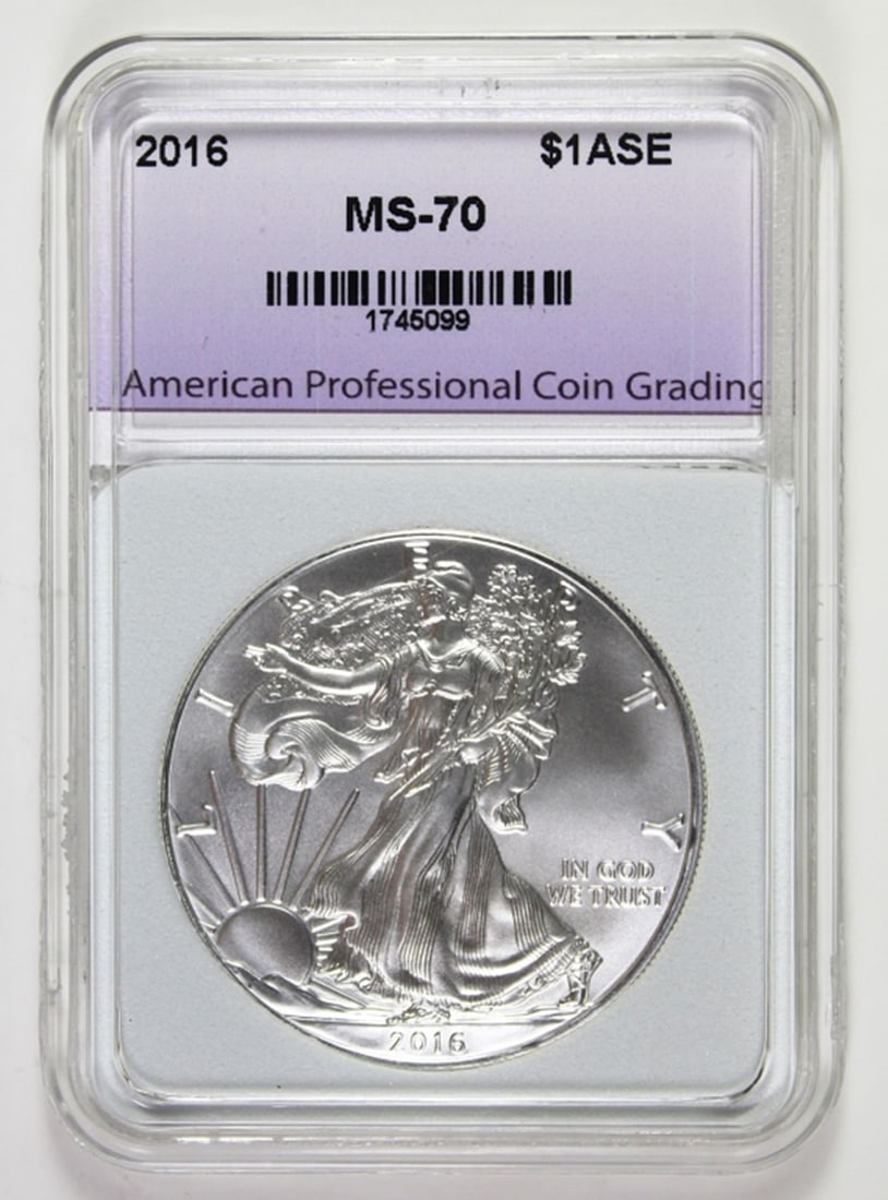 2016 AMERICAN SILVER EAGLE: APCG MS 70. ESTIMATE: $150-$200