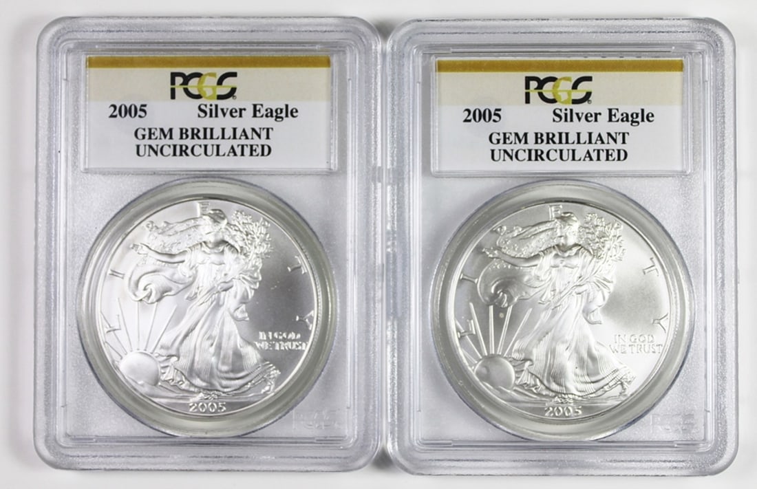 (2) 2005 AMERICAN SILVER EAGLES (1 of 2)