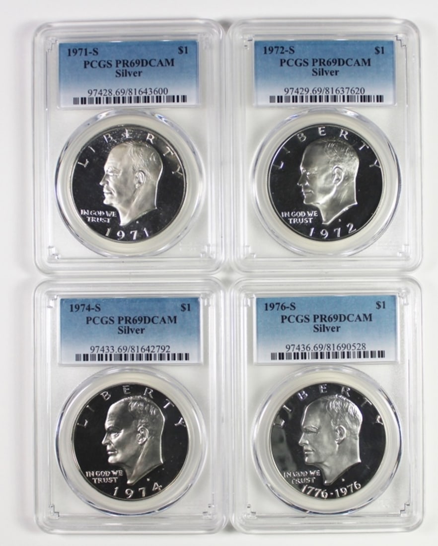 (4) PCGS GRADED SILVER EISENHOWER DOLLARS (1 of 1)