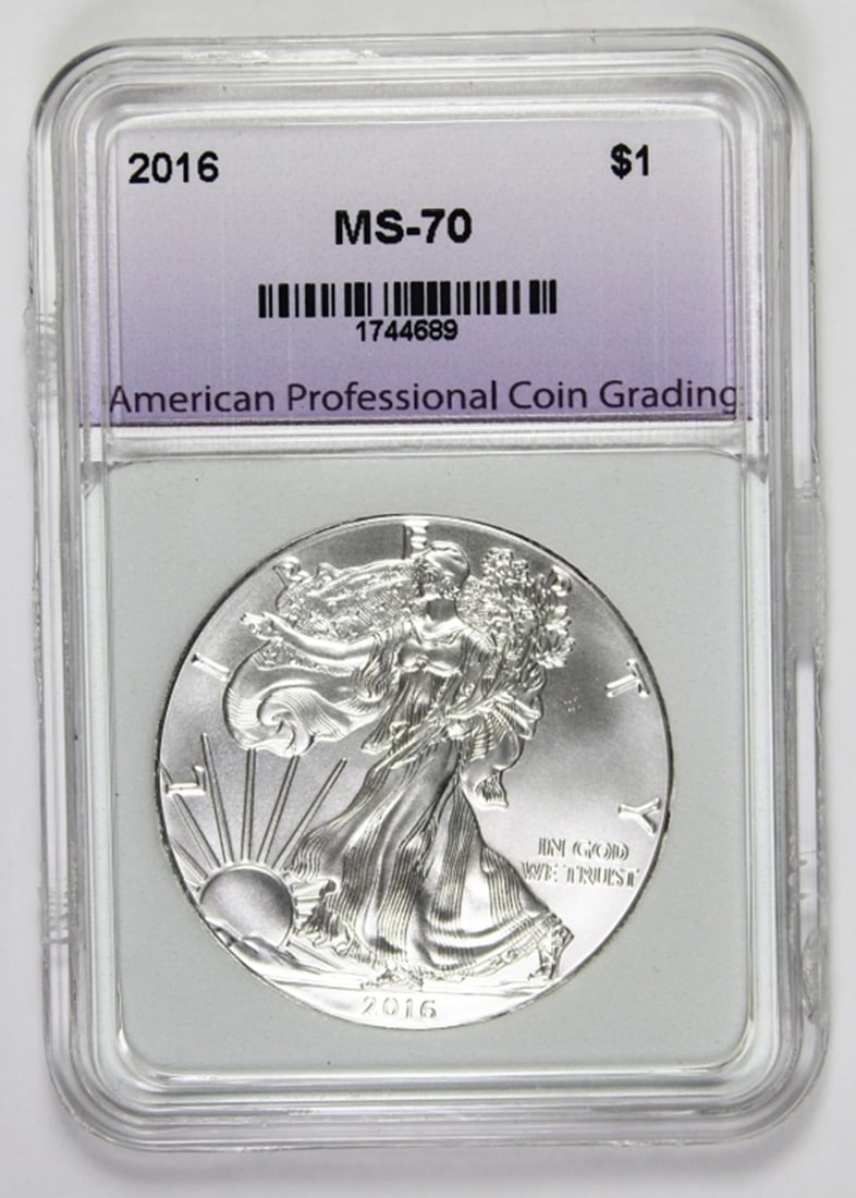 2016 AMERICAN SILVER EAGLE: APCG MS 70. ESTIMATE: $150-$200