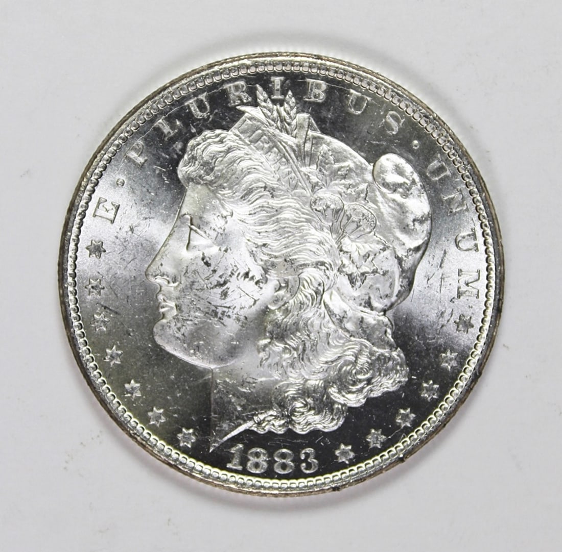 1883-CC MORGAN SILVER DOLLAR: BU PROOF LIKE! BLAST WHITE! ESTIMATE: $400-$500