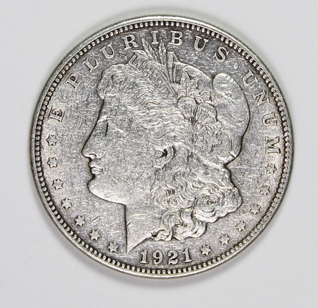 1921-D MORGAN SILVER DOLLAR: VG. ESTIMATE: $75-$100