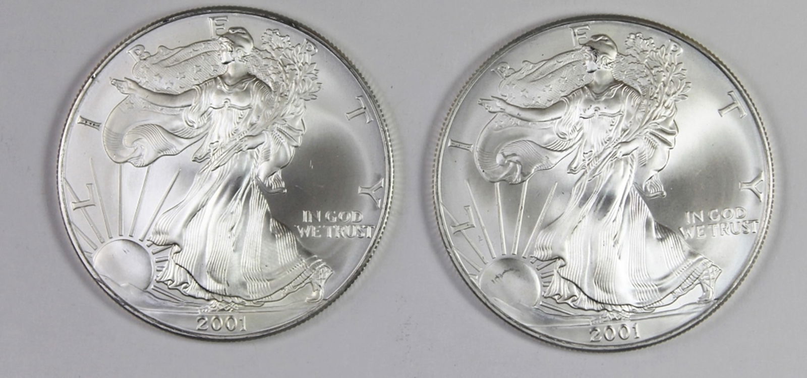 (2) 2001 AMERICAN SILVER EAGLES (1 of 2)