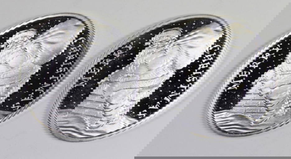 (2) 2023 Merry Christmas Silver Rounds