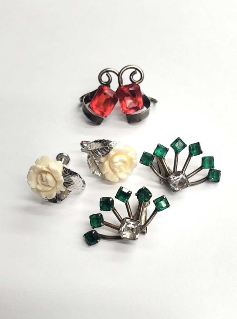 3 VINTAGE PAIRS OF STERLING SILVER EARRINGS (1 of 1)