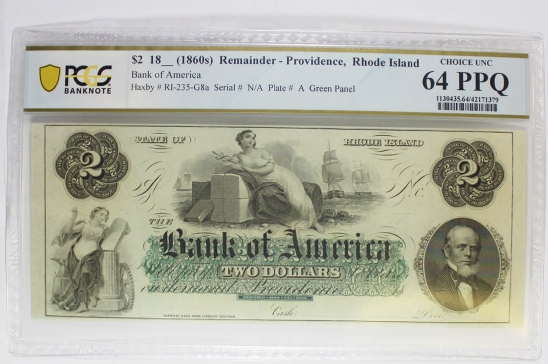 1860'S $2 PROVIDENCE, RHODE ISLAND NOTE (1 of 2)