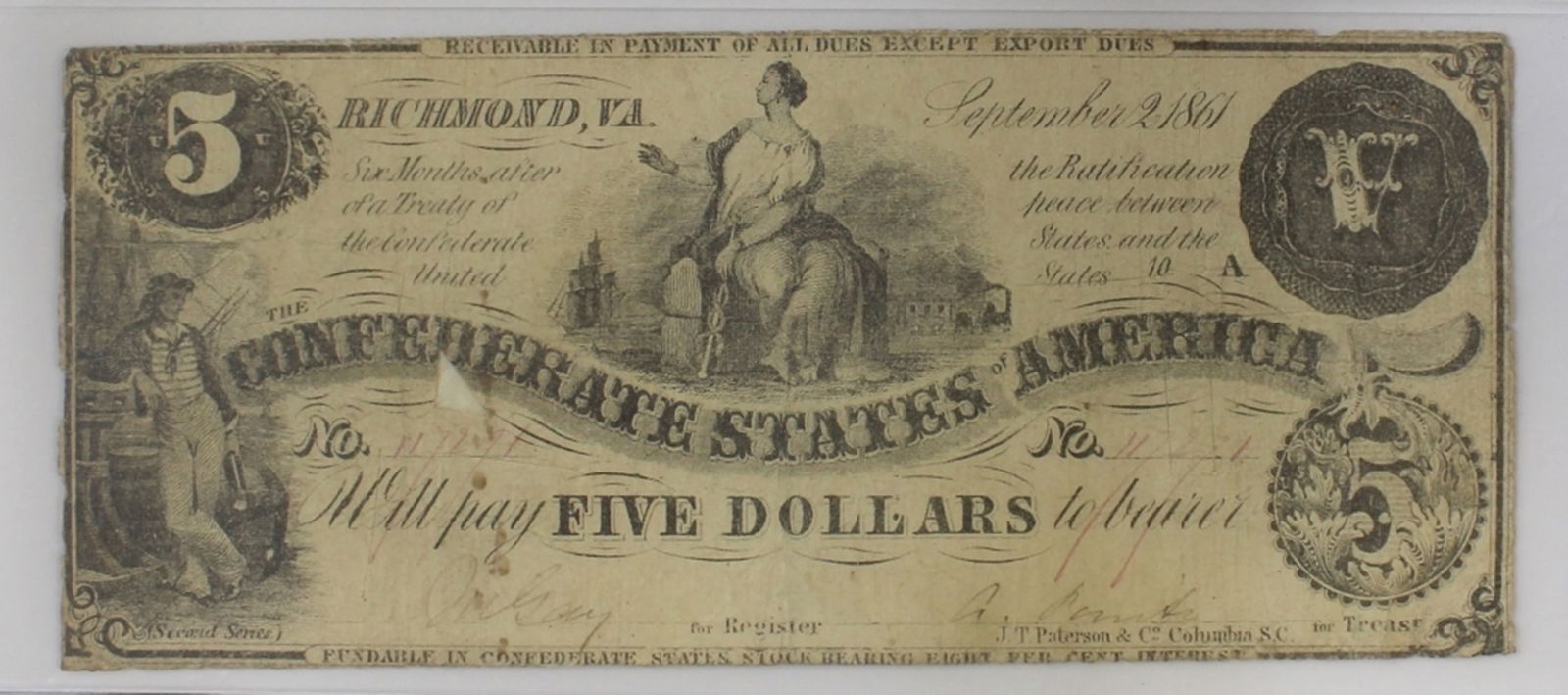 RARE 1861 CONFEDERATE NOTE (1 of 3)