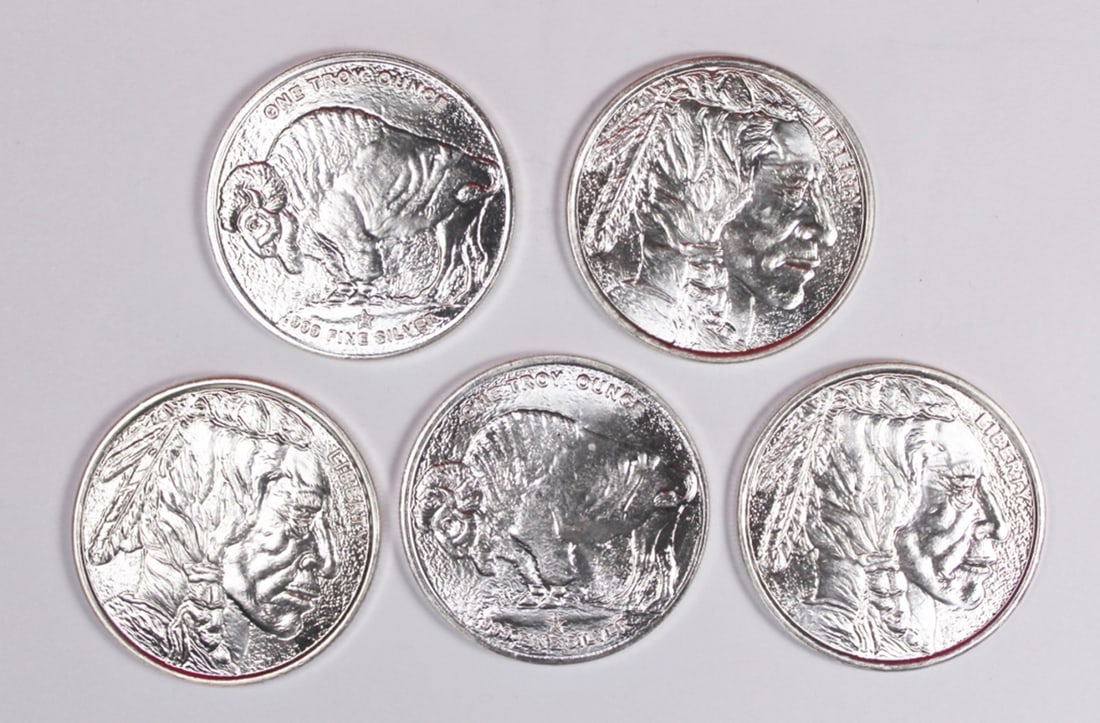 (5) 1 OZ SILVER ROUNDS (1 of 1)