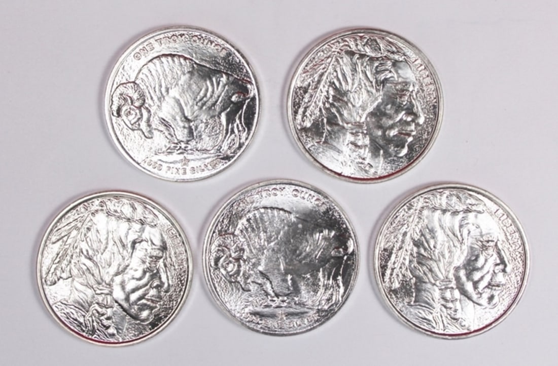 (5) 1 OZ SILVER ROUNDS (1 of 1)