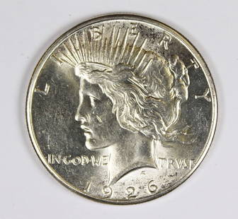 1926-S PEACE SILVER DOLLAR: AU/BU. ESTIMATE: $100-$150