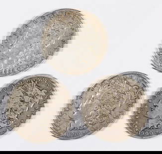 (3) MORGAN SILVER DOLLARS: VG-VF. 1900-O, 1890 AND 1899-O. ESTIMATE: $150-$200