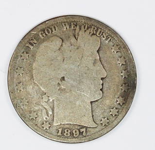 1897 BARBER HALF DOLLAR: VG/VF. ESTIMATE: $30-$50