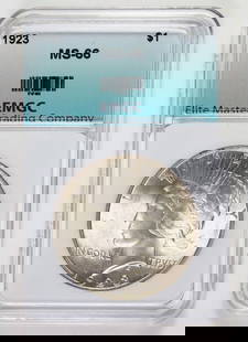 1923 PEACE SILVER DOLLAR: EMGC MS 66. SUPERB GEM BU! BLAST WHITE! ESTIMATE: $250-$300