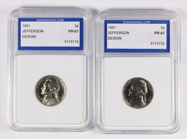 (2) 1951 JEFFERSON NICKELS