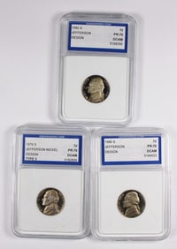 (3) GRADED PR70 JEFFERSON NICKELS